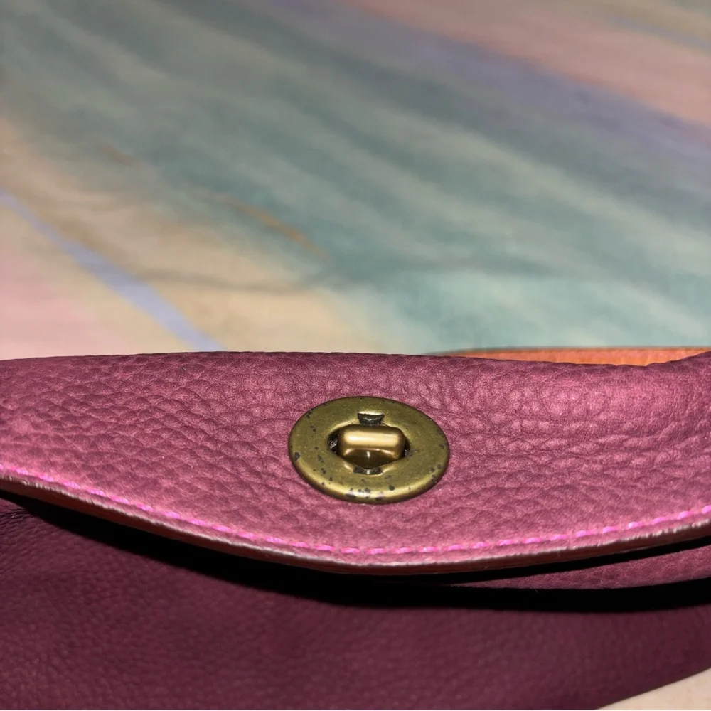 Vintage Coach Satchel Suede Purple Plum Handbag Hobo - Picture 7 of 11